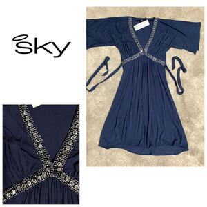New. SKY navy fit and flare dress. Retails $249